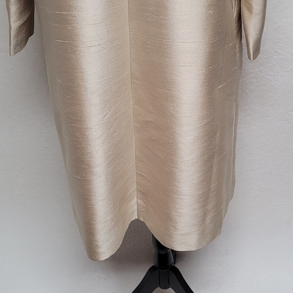 50s Rare Vintage Cream Peach Raw Silk Satin Knit Boxy Frog Clasp Opera Coat - Picture 12 of 14